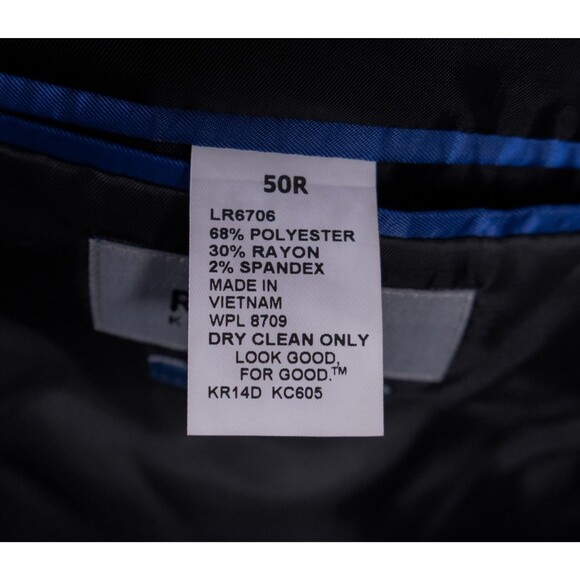 Kenneth Cole Reaction Men's Suit Jacket Sport Coat Solid Black Sz 50R Two Button - Picture 13 of 15